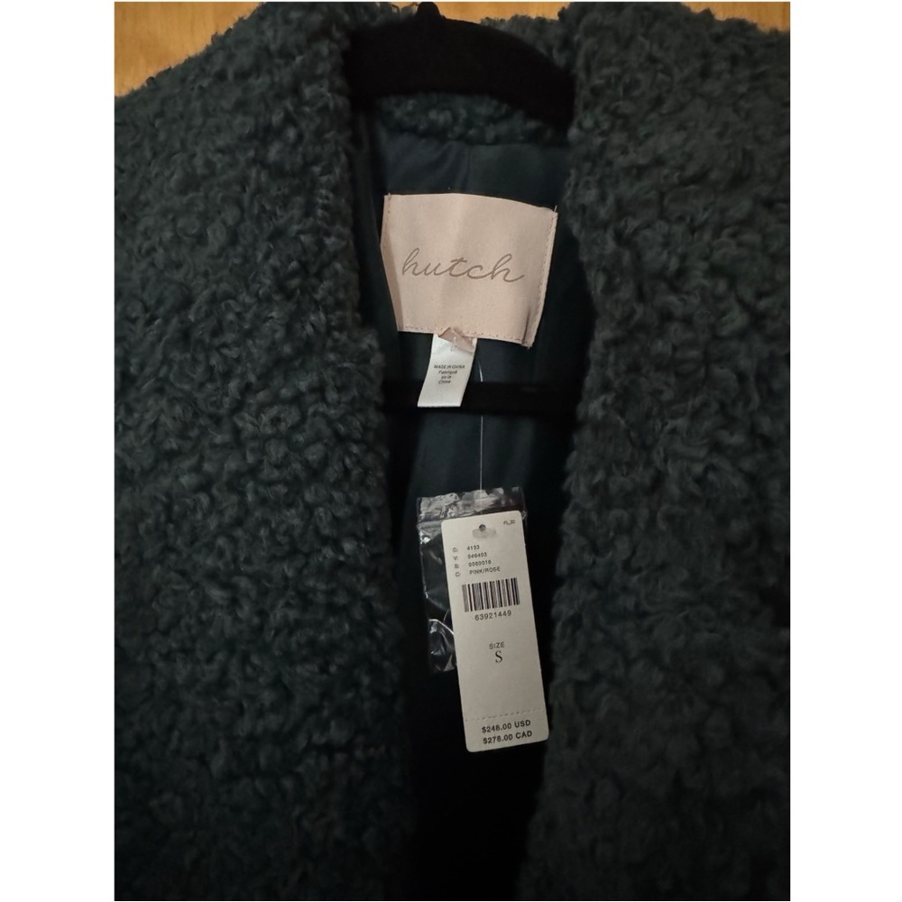 🆕 Hutch Deep Teal Faux Shearling Coat Size Small - NWT - Picture 5 of 8